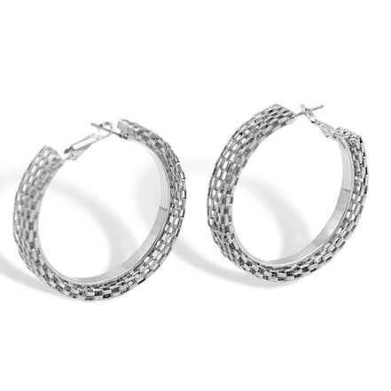 Rhodium Circle hoop earrings #HE49981_RHODIUM