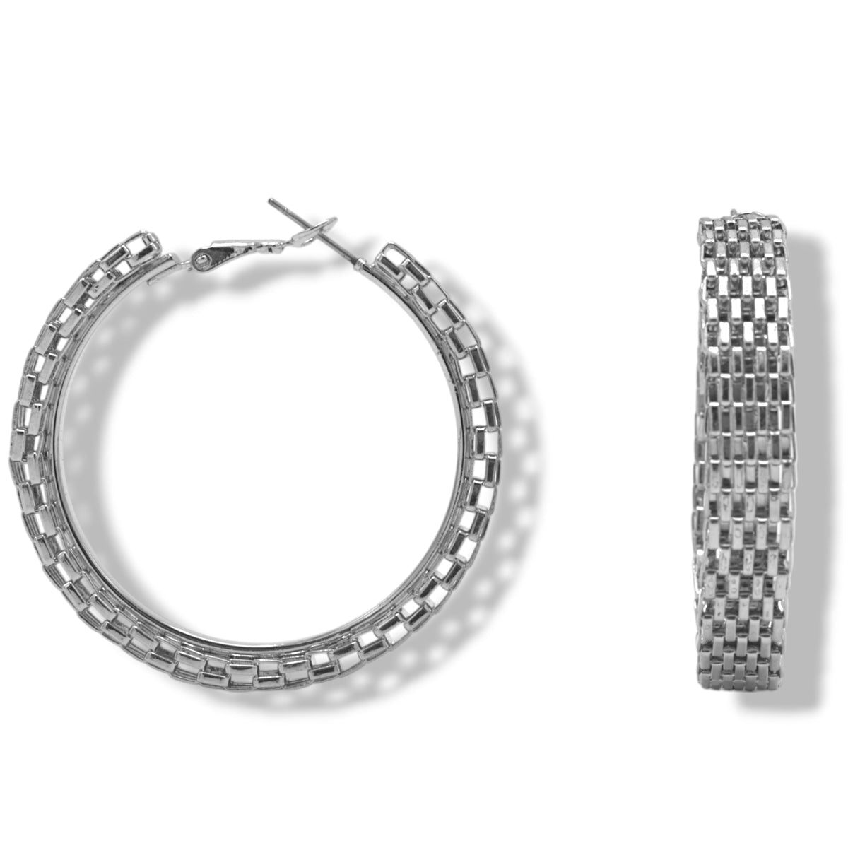 Rhodium Circle hoop earrings #HE49981_RHODIUM