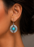 Vintage Silver-Tone Turquoise Medallion Drop Earrings 1.5" #HNE15222SLTQ ()