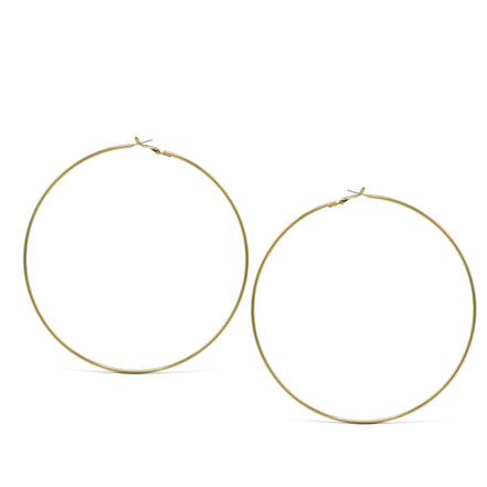 GOLD ROUND 4.75" INCH DIAMETER LARGE AND THIN HOOP EARRINGS#HNE90614GD(LH3)