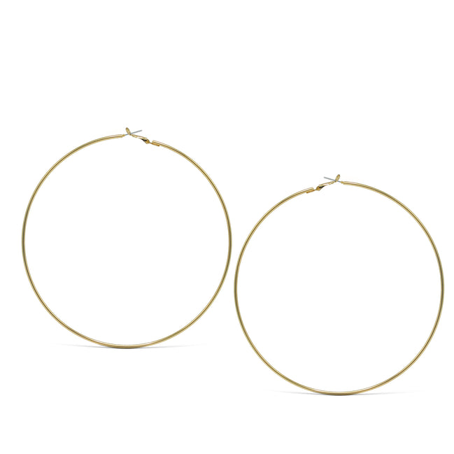 GOLD ROUND 4.75" INCH DIAMETER LARGE AND THIN HOOP EARRINGS#HNE90614GD(LH3)