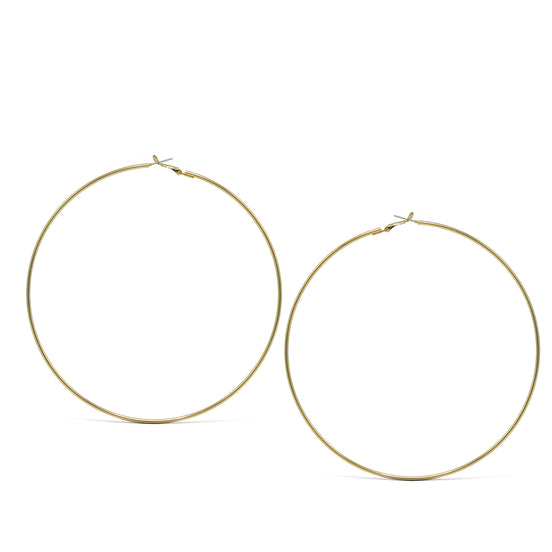 GOLD ROUND 4.75" INCH DIAMETER LARGE AND THIN HOOP EARRINGS#HNE90614GD(LH3)