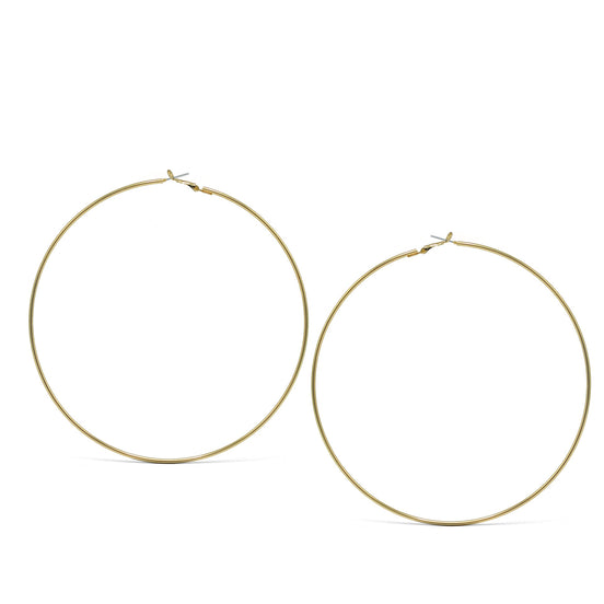 GOLD ROUND 4.75" INCH DIAMETER LARGE AND THIN HOOP EARRINGS#HNE90614GD(LH3)