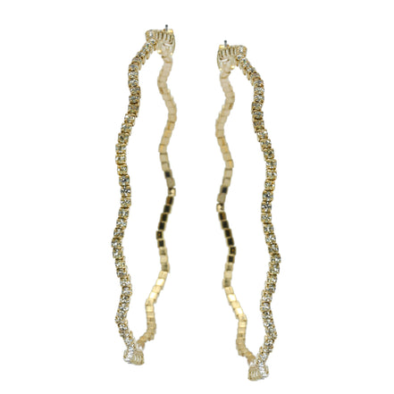 GOLD RHINESTONE HOOP EARRINGS 3" INCH DIAMETER #HNE90615GD(IC26)