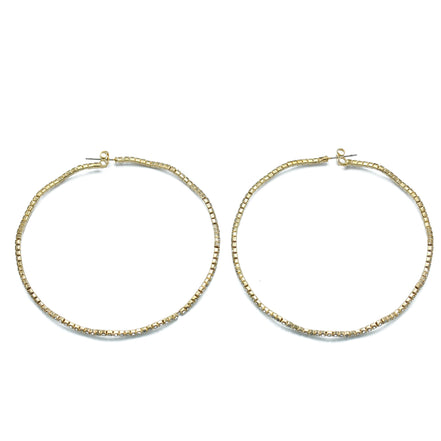 GOLD RHINESTONE HOOP EARRINGS 3" INCH DIAMETER #HNE90615GD(IC26)