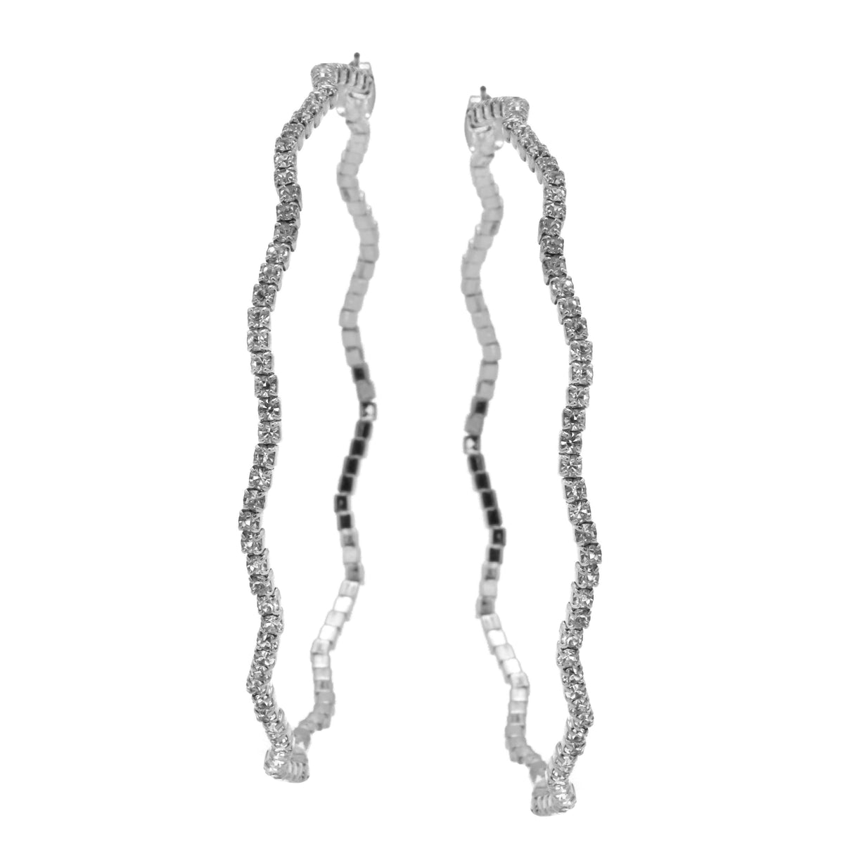 SILVER RHINESTONE HOOP EARRINGS 3