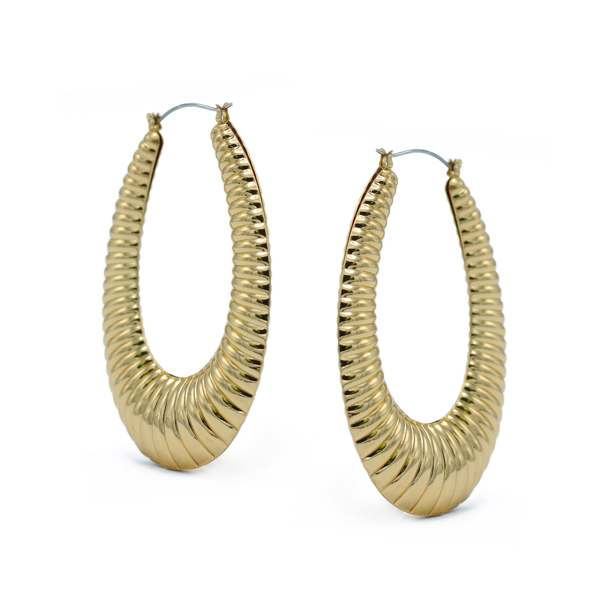 GOLD OVAL HOOP EARRINGS#HNE90616GD(SA16/LE15)