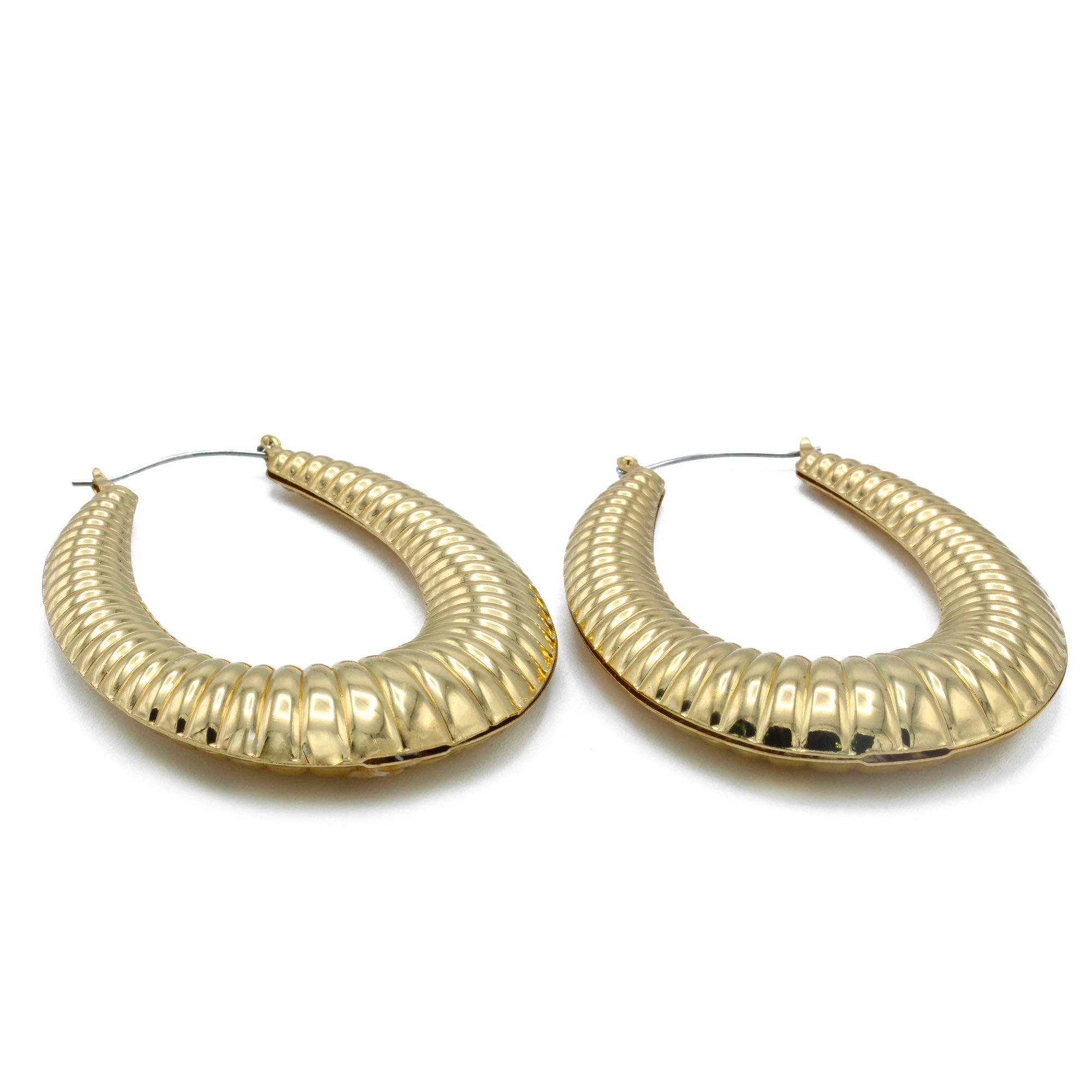 GOLD OVAL HOOP EARRINGS#HNE90616GD(SA16/LE15)