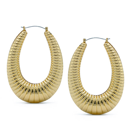 GOLD OVAL HOOP EARRINGS#HNE90616GD(SA16/LE15)