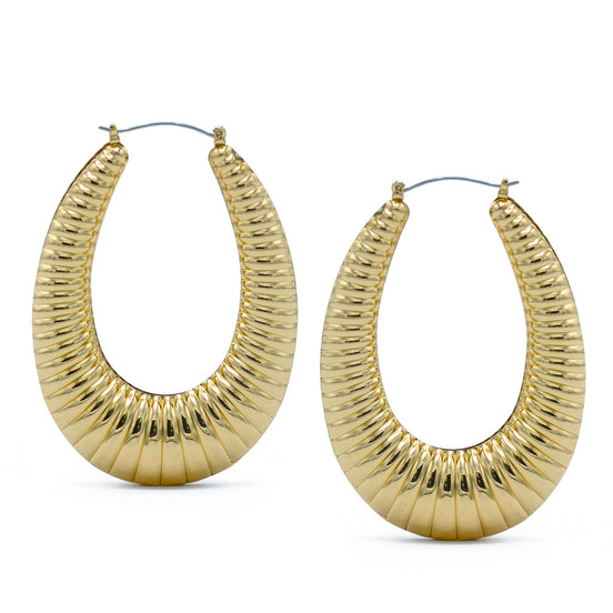 GOLD OVAL HOOP EARRINGS#HNE90616GD(SA16/LE15)