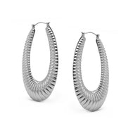 SILVER OVAL HOOP EARRINGS#HNE90616SL(SC15/LD10)