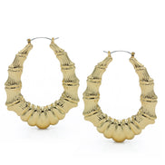 GOLD BAMBOO HOOP EARRINGS#HNE90617GD(GD17)