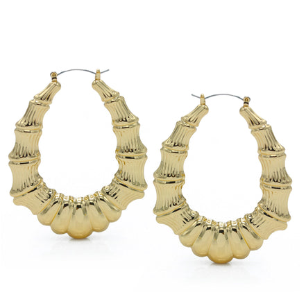 GOLD BAMBOO HOOP EARRINGS#HNE90617GD(GD17)