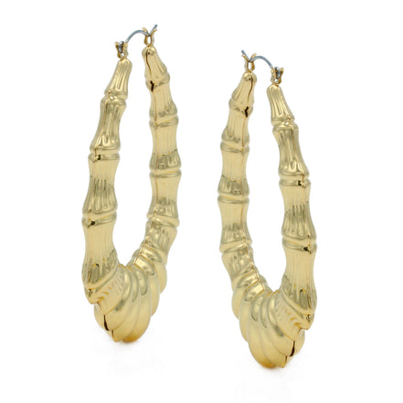 GOLD BAMBOO HOOP EARRINGS#HNE90617GD(GD17)