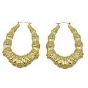 GOLD BAMBOO HOOP EARRINGS#HNE90617GD(GD17)