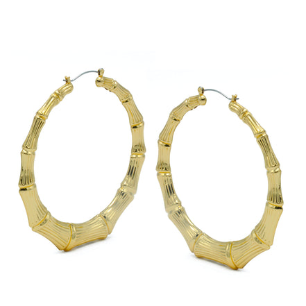 GOLD BAMOO HOOP EARRINGS#HNE90618GD(AC14/FG23)