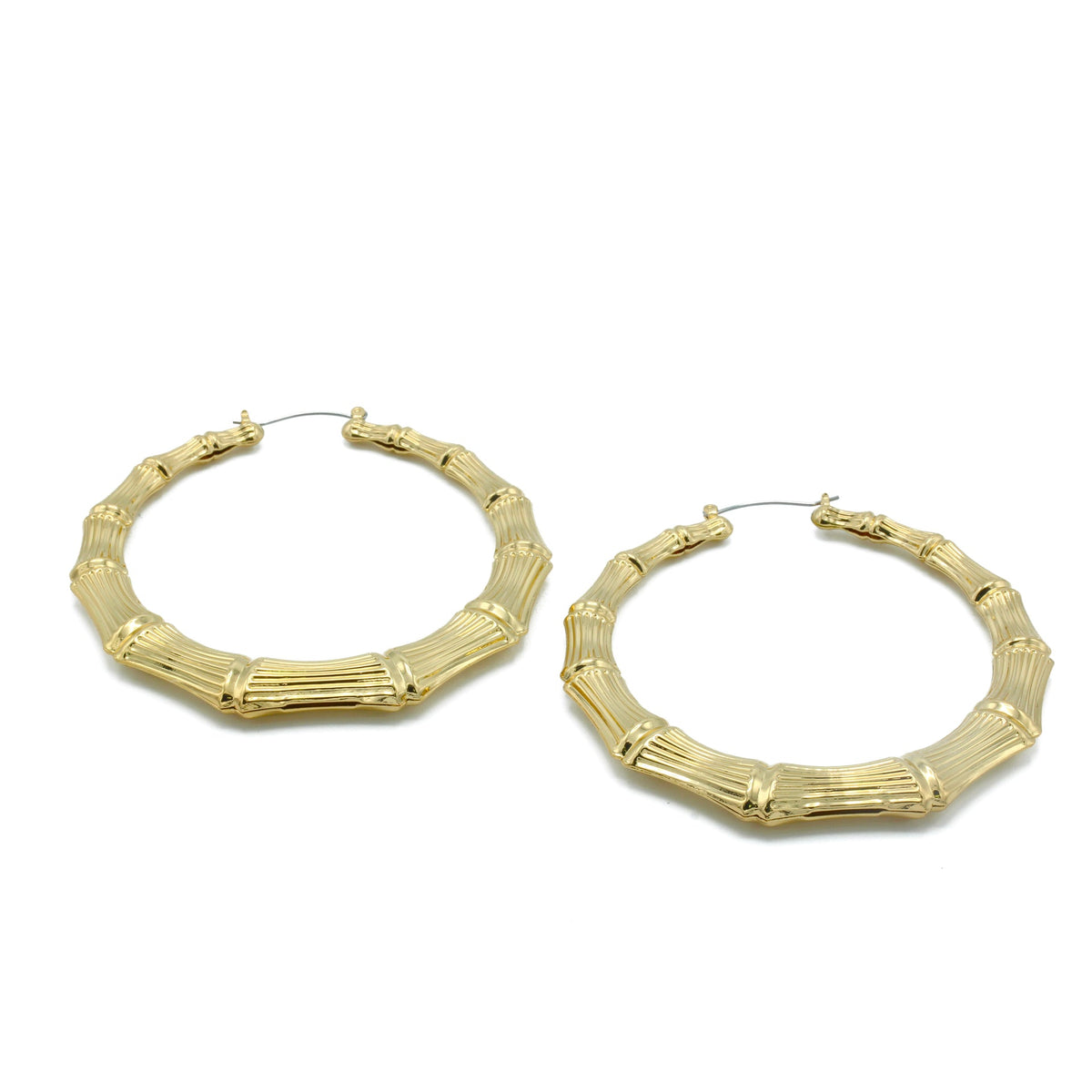 GOLD BAMOO HOOP EARRINGS#HNE90618GD(AC14/FG23)