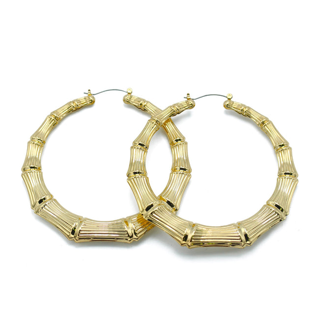 GOLD BAMOO HOOP EARRINGS#HNE90618GD(AC14/FG23)
