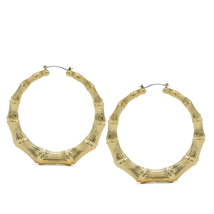 GOLD BAMOO HOOP EARRINGS#HNE90618GD(AC14/FG23)