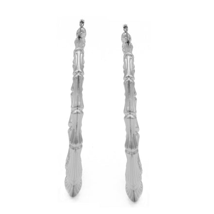 SILVER BAMBOO HOOP EARRINGS#HNE90618SL(AD14/FH24)