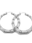 SILVER BAMBOO HOOP EARRINGS#HNE90618SL(AD14/FH24)