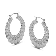 SILVER ROUND HOOP EARRINGS#HNE90619SL(SA11/LD14)
