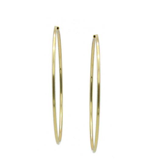 GOLD ROUND 3.25" INCH DIAMETER LARGE AND THIN ENDLESS HOOP EARRINGS#HNE90637GD(LH14)