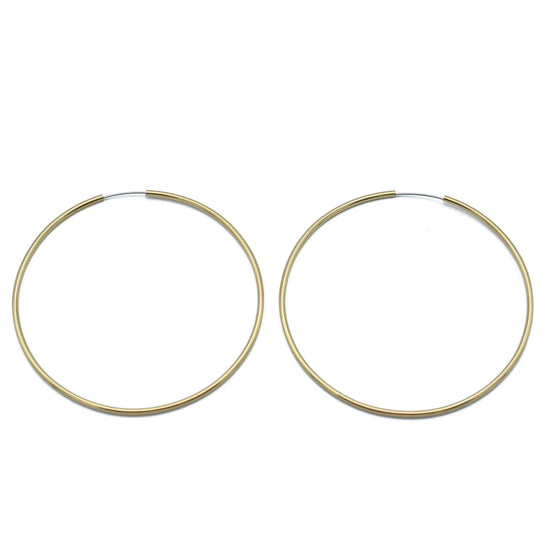 GOLD ROUND 3.25" INCH DIAMETER LARGE AND THIN ENDLESS HOOP EARRINGS#HNE90637GD(LH14)