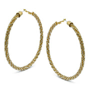 Gold Rhinestone Wrapped Hoop Earrings – 3