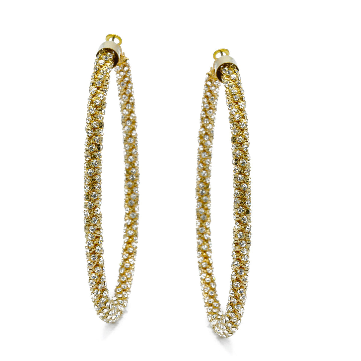 Gold Rhinestone Wrapped Hoop Earrings – 3