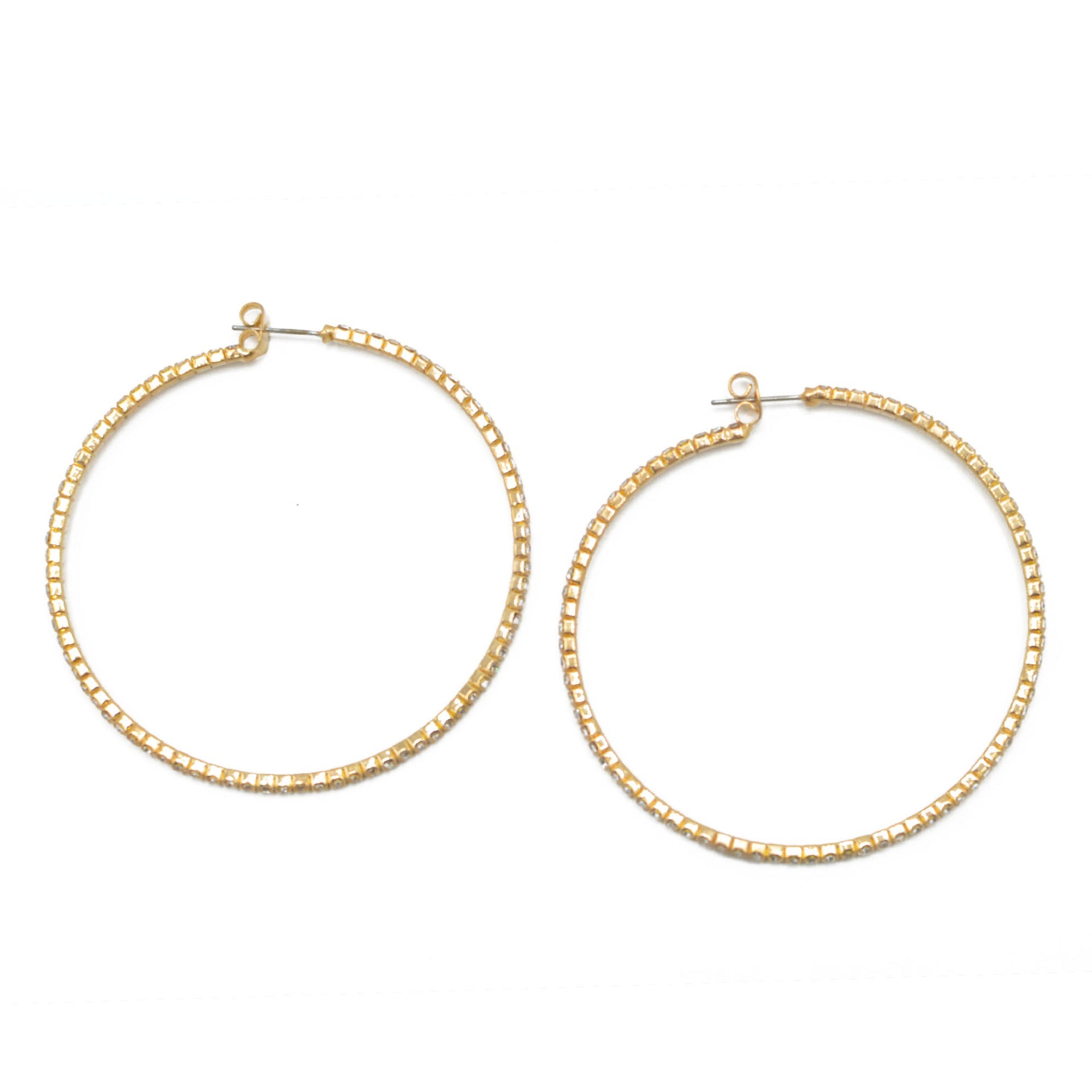 GOLD CRYSTAL RHINESTONE HOOP EARRINGS SET # HNE90639GC(ME5)