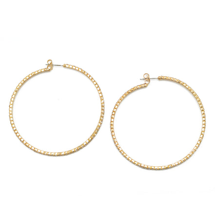 GOLD CRYSTAL RHINESTONE HOOP EARRINGS SET # HNE90639GC(ME5)