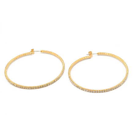 GOLD CRYSTAL RHINESTONE HOOP EARRINGS SET # HNE90639GC(ME5)