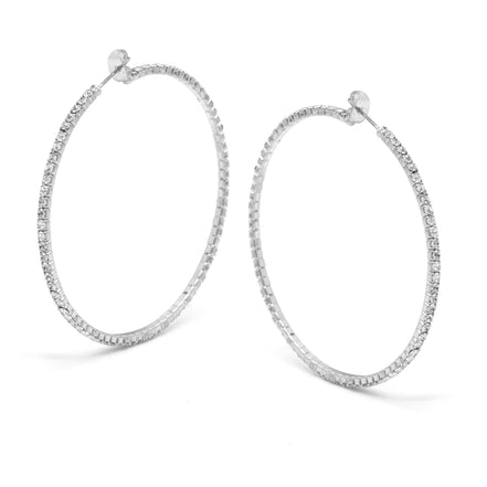 SILVER CRYSTAL RHINESTONE HOOP EARRINGS SET # HNE90639RC(ME6)