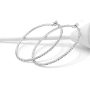 SILVER CRYSTAL RHINESTONE HOOP EARRINGS SET # HNE90639RC(ME6)