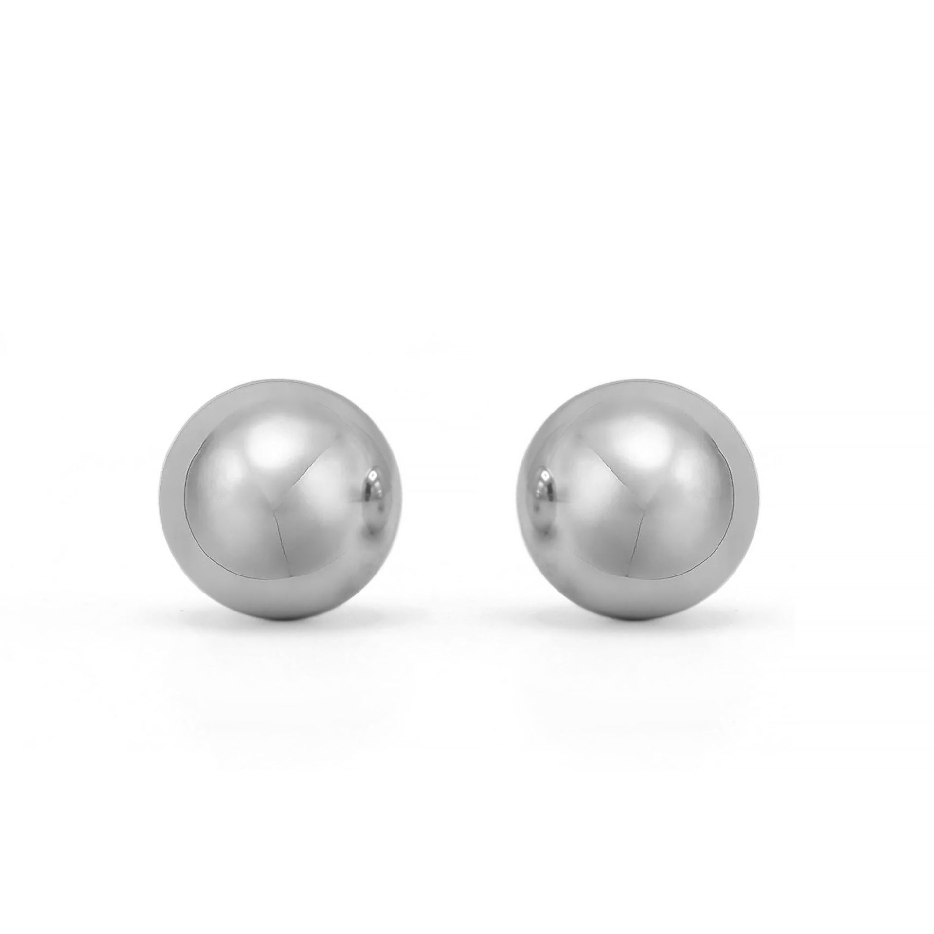 Rhodium 14mm ball stud Earrings# HNE90894-14MMRD(IG8)