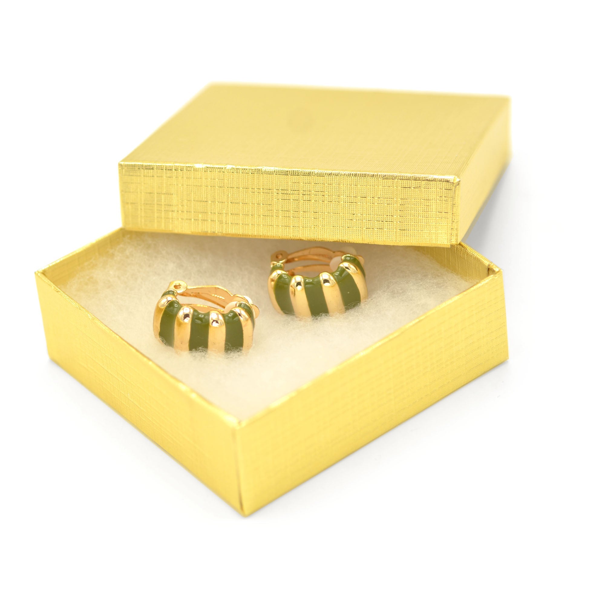 Gold and Olive epoxy clip-on earrings #HNE90923GOL(GG7)