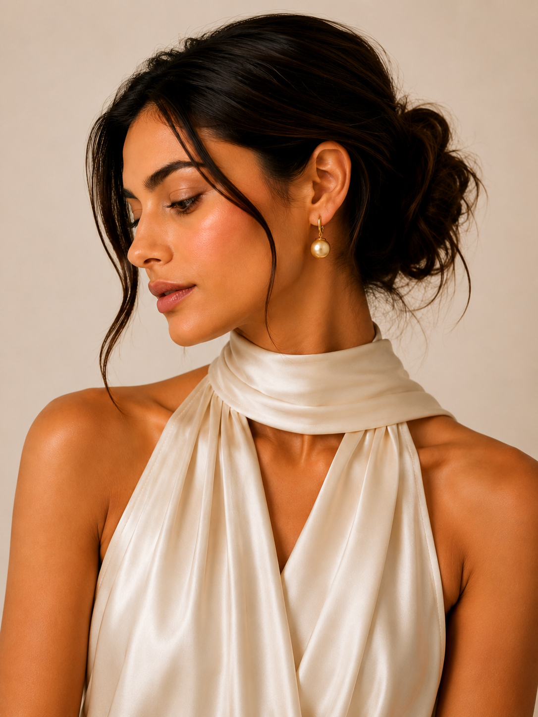 Gold-Tone & Faux Bead Drop Earrings with Lever Back 1