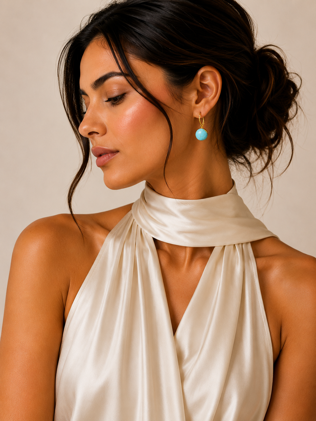 Gold-Tone & Faux Bead Drop Earrings with Lever Back 1