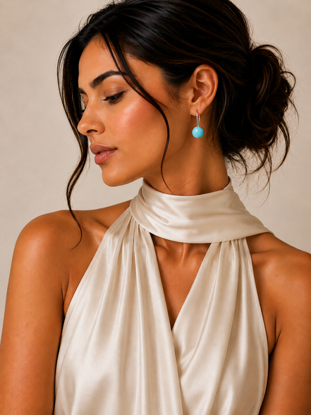 Gold-Tone & Faux Bead Drop Earrings with Lever Back 1"Inch  More Colors Available: Turquoise 🌊, Pink Champaign, Gold ⭐, and Black ⚫ #HNE90959