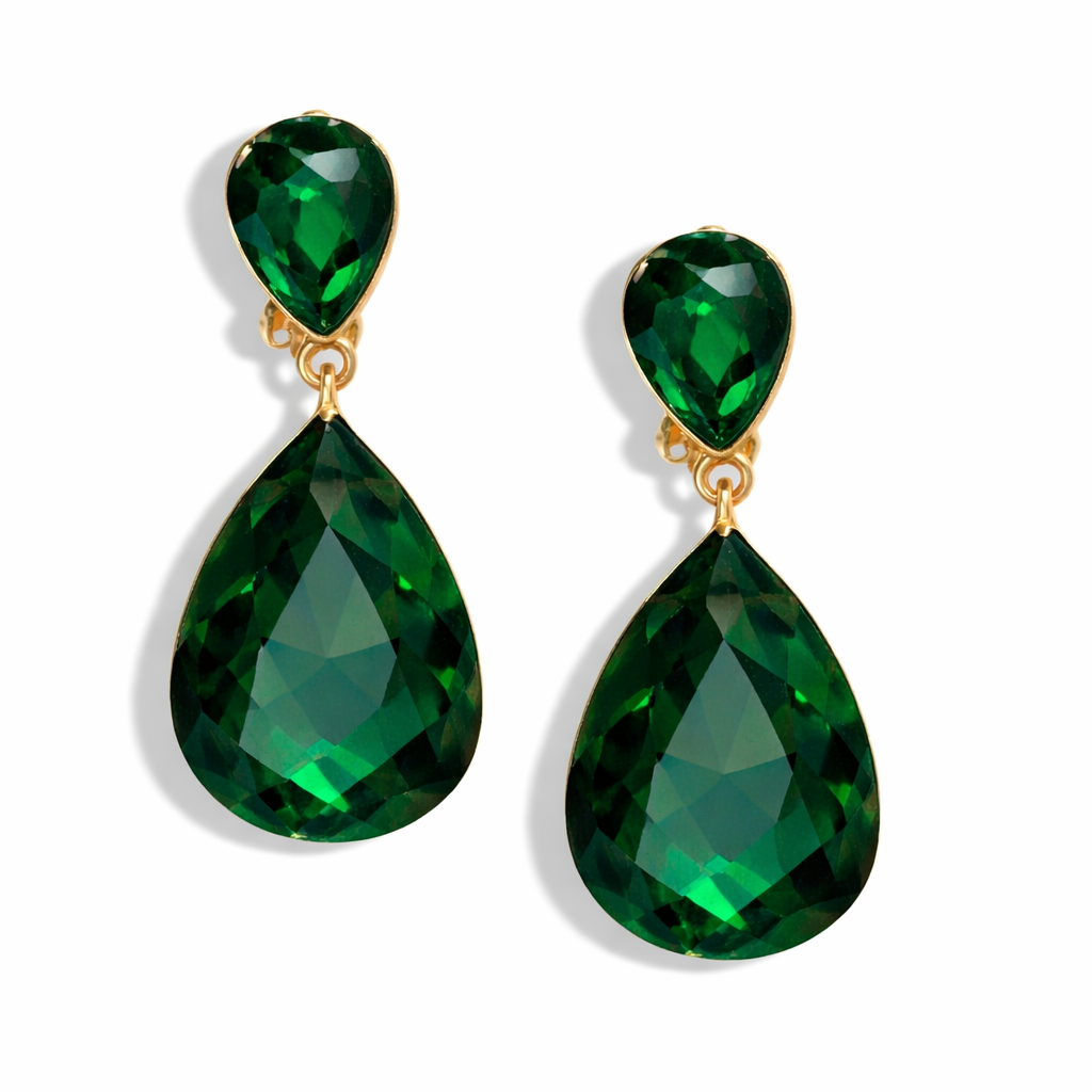 Faceted Crystal Teardrop Dangle Earrings #HNE91058-ASSORTED