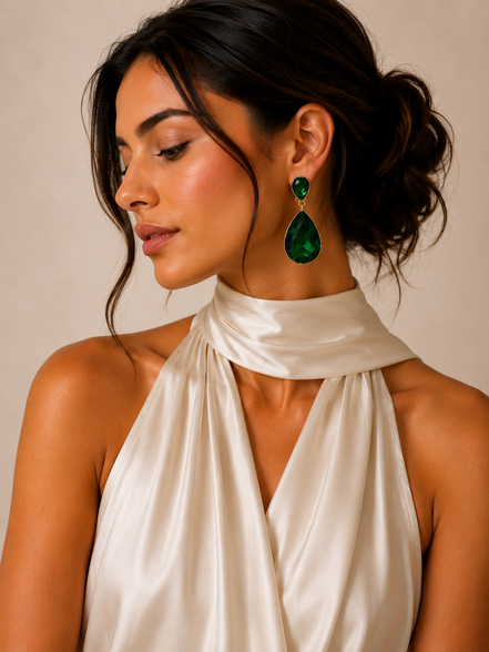 Faceted Crystal Teardrop Dangle Earrings #HNE91058-ASSORTED