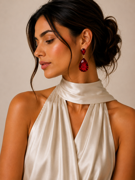 Faceted Crystal Teardrop Dangle Earrings #HNE91058-ASSORTED
