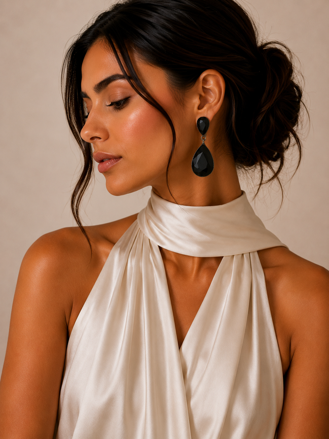 Faceted Crystal Teardrop Dangle Earrings #HNE91058-ASSORTED