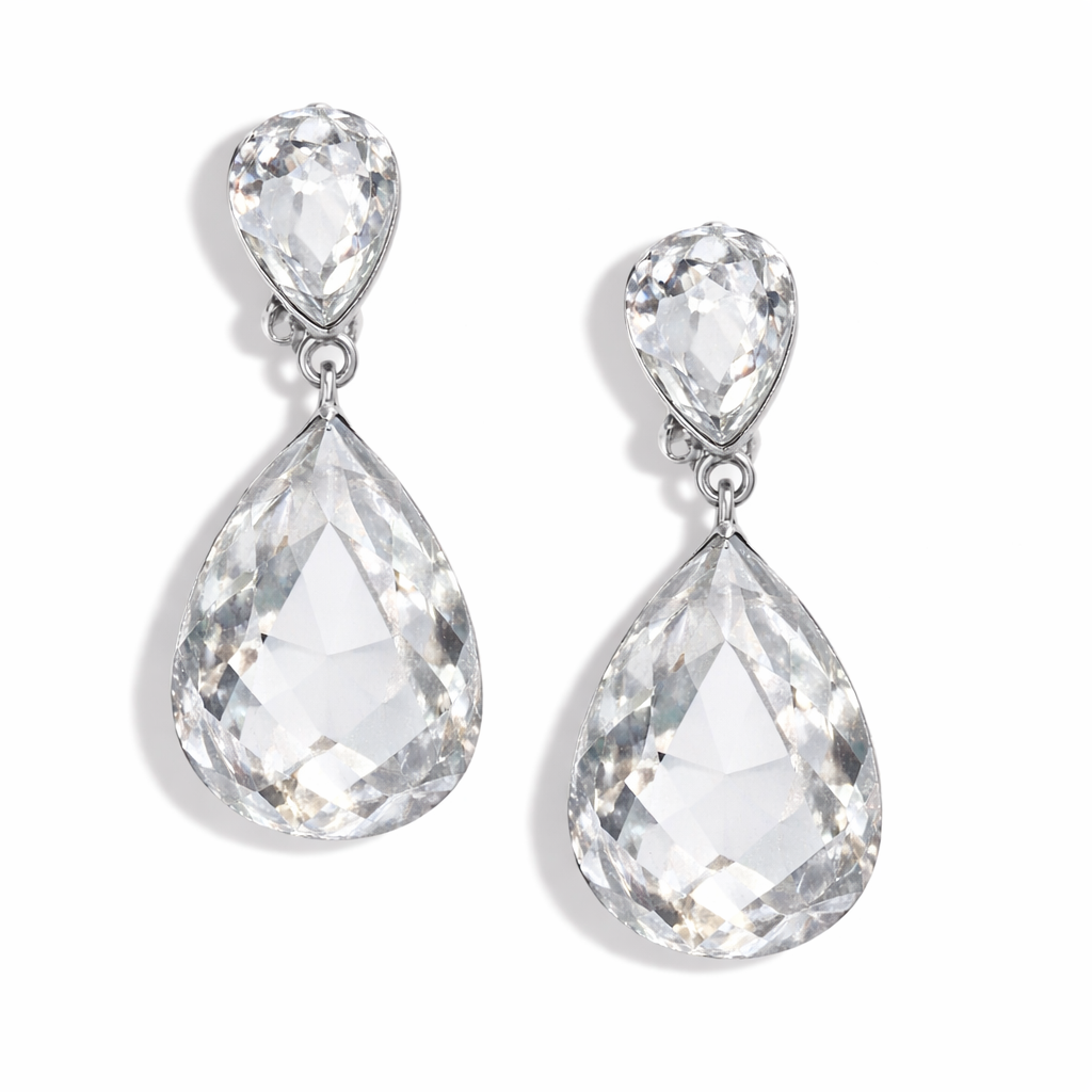 Faceted Crystal Teardrop Dangle Earrings #HNE91058-ASSORTED