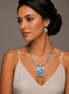 Silver-Tone Turquoise Medallion Statement Pendant Necklace #HNN15222SLTQ (LB26/JH3)