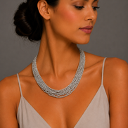 Rhodium Multi-layer Link chain necklace 18