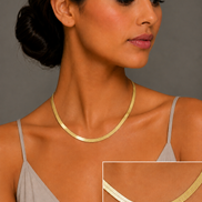 GOLD FLAT SNAKE CHAIN NECKLACE # HNN90674GD(OB21)