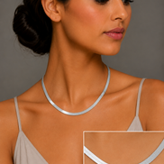 Rhodium Flat Snake Chain Necklace  #HNN90674RD(OA22)