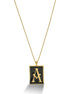 GOLD BLACK INITIAL LETTER (A) RECTANGLE PENDANT SHORT CHAIN NECKLACE #HNN90739-A